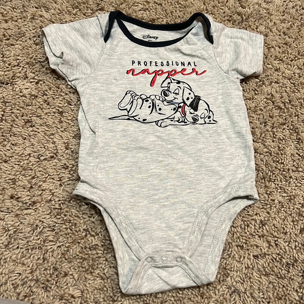 LIKE NEW exclusive Disney Dalmatian “professional napper” super soft 12M onesie